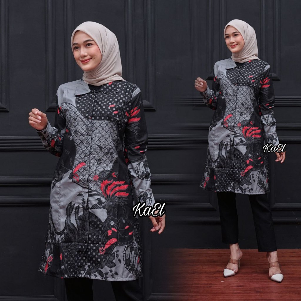 BESTPROMO TUNIK BATIK WANITA JUMBO BIG SIZE LD 120CM MODERN TERBARU TUNIK BATIK MODERN SERAGAM
