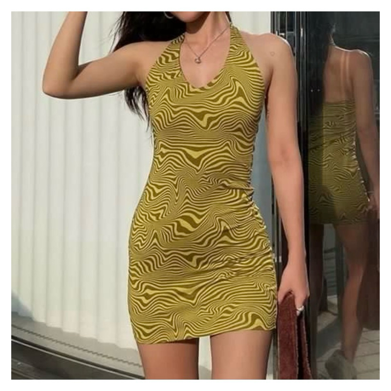 Preloved H&M sexy halter neck dress summer dress backless pendek pantai green