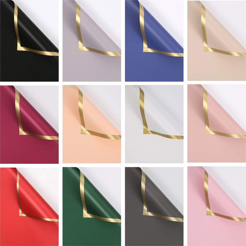 

Terlaris 2 Lembar Flower Wrapping Varian List Gold Solid Premium Paper Florist Kertas Buket Bunga Korea Cellophane List Gold Solid Bold Premium Quality Merek Sinowrap GRADE A