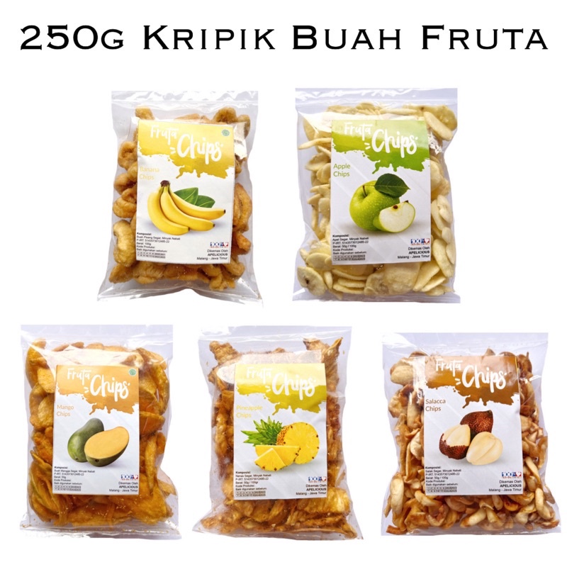 

GEBYAR PROMO APELICIOUS Keripik Kripik Buah Fruta 25g Apel Pisang Salak Mangga Nanas