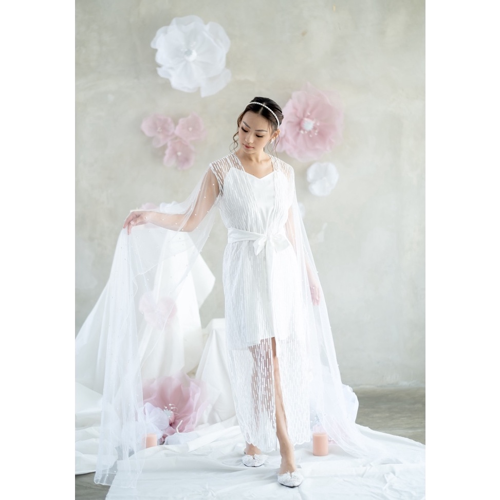 KODE M14O Trivesta Robes  Belle Robe Fae Collection Kimono Pengantin Robe Bride Premium Brokat Weddi
