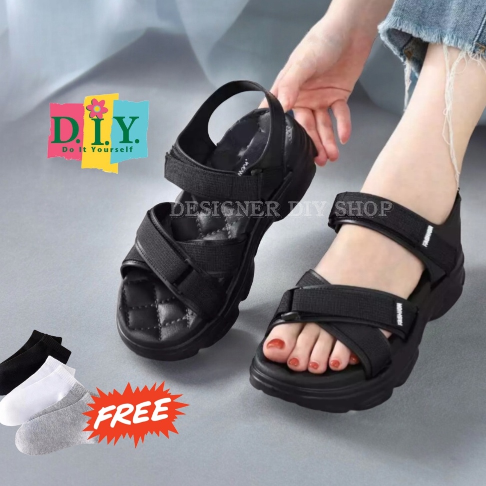 Bagus Dipakai Sepatu Sandal Wanita Gunung Tali Wedges Korean Style