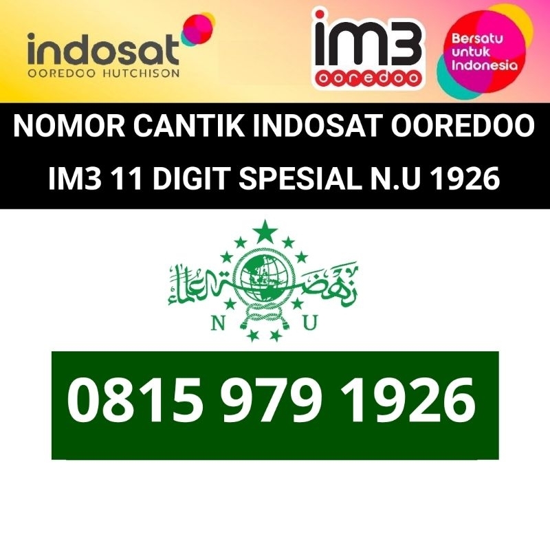 im3 1926 NU Nahdlatul Ulama nomer cantik 11 digit nomor kartu perdana