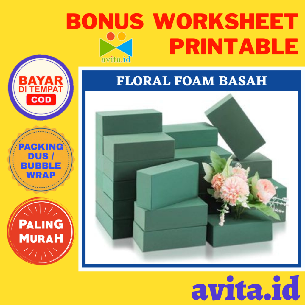 avita.id Floral Foam Basah / Floral Foam Busa Basah / Busa Bunga / Gabus Bunga