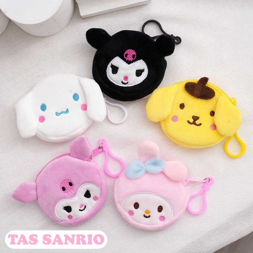 DOMPET KOIN SANRIO GANTUNGAN KUNCI DOMPET KOIN SANRIO TAS MINI BULU DOMPET KARAKTER LUCU TERMURAH