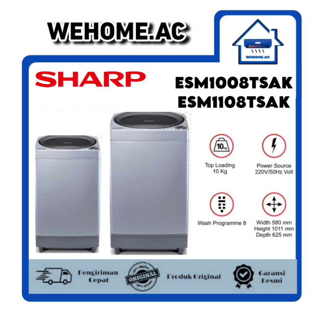Mesin Cuci Sharp 1 Tabung ESM1008TSAK / ESM1108TSAK  Mesin Cuci Satu Tabung 10KG / 11KG SharpTop Loa