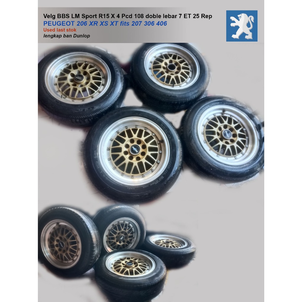 Velg BBS LM Sport PEUGEOT 206 XR XS XT fits 207 306 406 R15 X 4 Pcd 108 ET 25 Rep