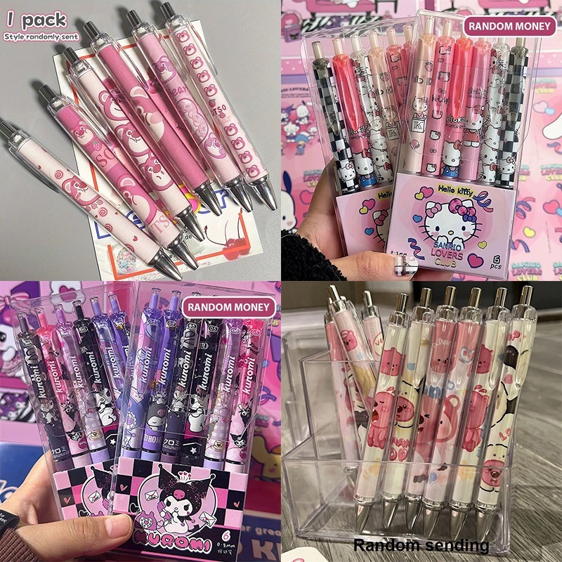 

Eghrerr 1Pcs 0.5mm Sanrio Pulpen Gel Mekanik Kulome Melody Lucu Hitam Pen lotso Pena Gel