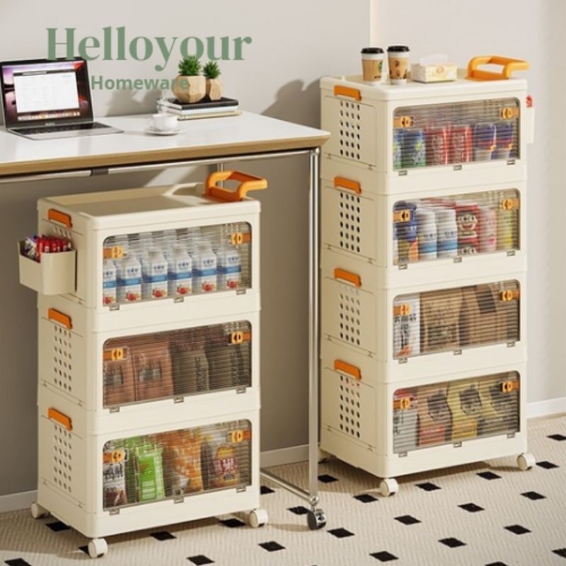 Lemari Portable Susun Minimalis Dengan Roda Rak Penyimpanan Barang Pakaian 5 Tingkat