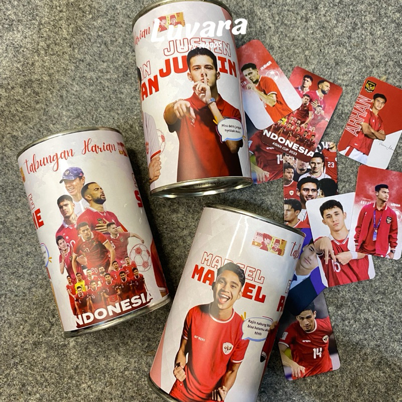 Celengan 3 in 1 desain Timnas Indonesia gambar HD BONUS photocard