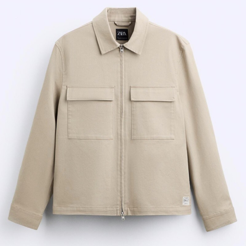 ZARA Men Overshirt With Pockets Jaket Kemeja Pria Camel