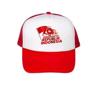 Topi indonesia topi merah putih topi olahraga topi santai Topi Pria Wanita Jaring Polos Trucker