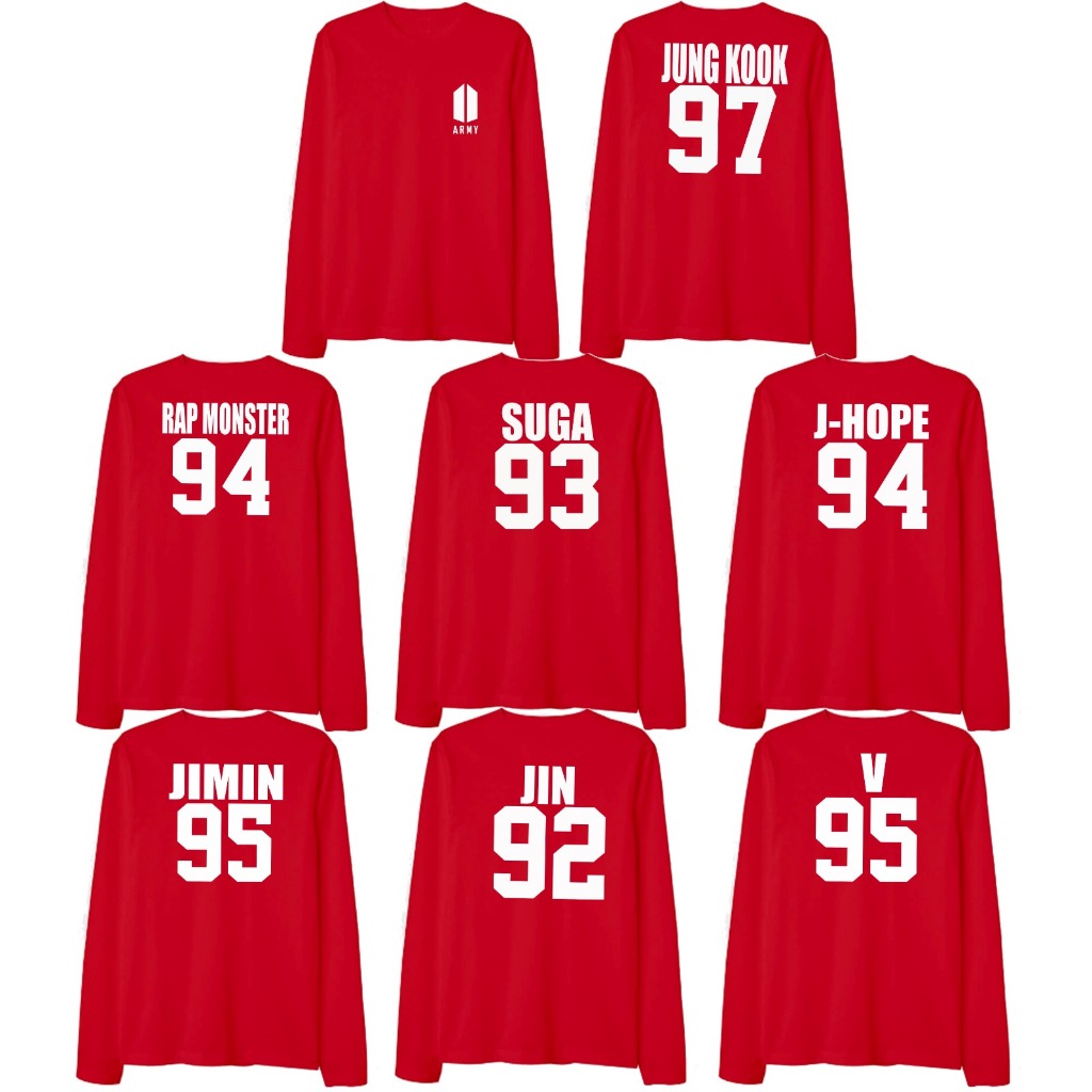 Kaos lengan panjang Bangtan Logo Army Request Nama Nomor Member