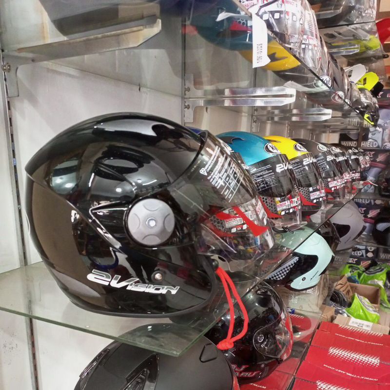 Helm KYT 2 Vision Original Hitam Black Merah Biru Kuning Sage Doff