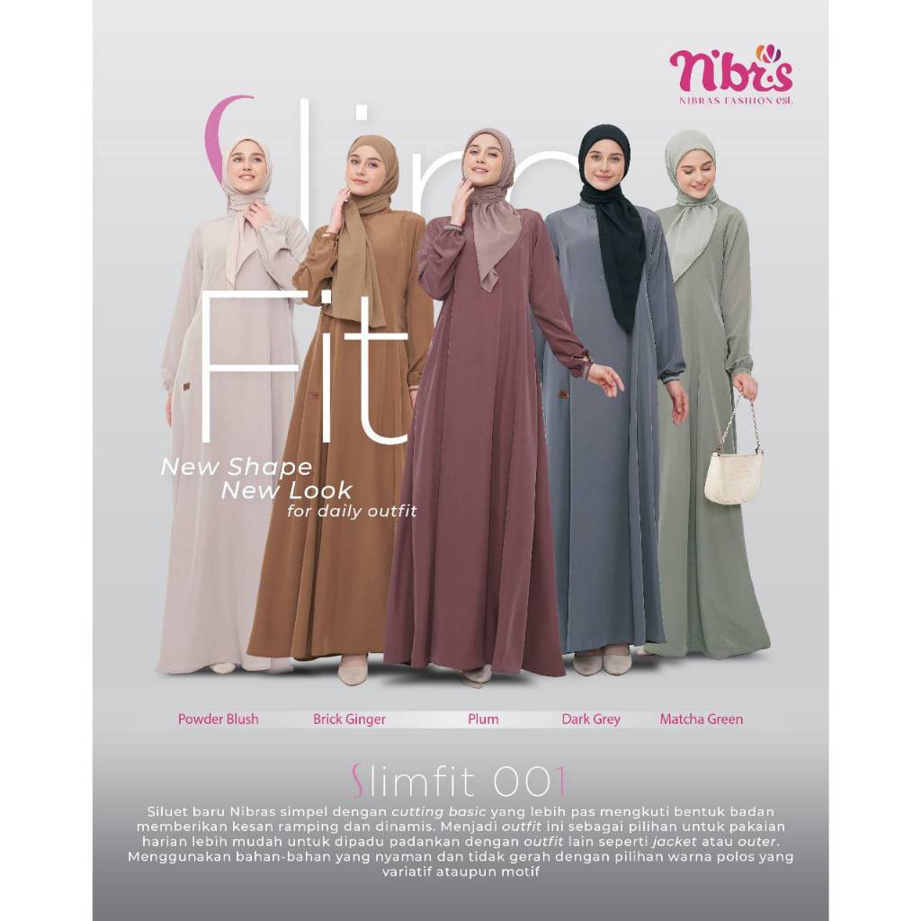 Gamis Wanita Dewasa || Dress Muslim || by Nibras || Slimfit 001 || Fashion Wanita Muslim