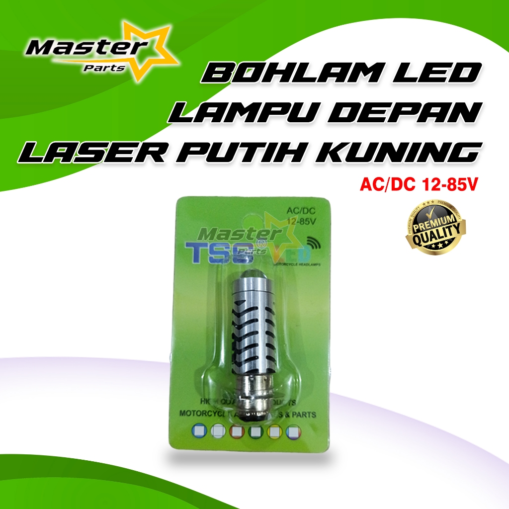 LAMPU DEPAN LED LASER SEPEDA MOTOR MATIC BEBEK 12-85V PUTIH KUNING AC/DC DOP BOHLAM TERANG TERMURAH