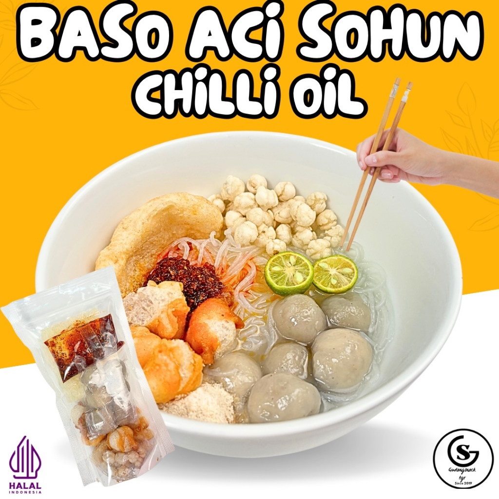 

1 BUNGKUS BASO ACI SOHUN KUAH CHILLI OIL Kaldu Food Hotpot Instan