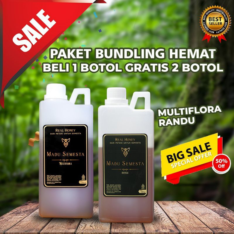 

[PROMO BELI 1 DAPAT 2] Madu Semesta Madu Murni 100% Asli Madu Randu 1kg+ Multiflora 1kg