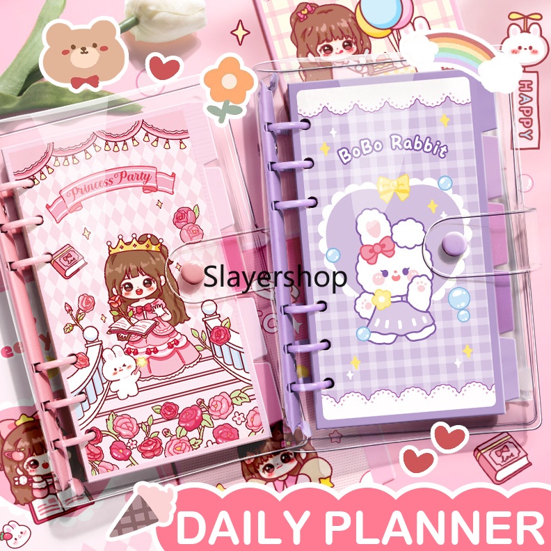 

KODE U43R Buku binder A6 aesthetic Buku tulis karakter lucu Spiral notebook looseleaf cute korea Buku catatan diary DIY Daily planner scrapbook jurnal motif kartun imut