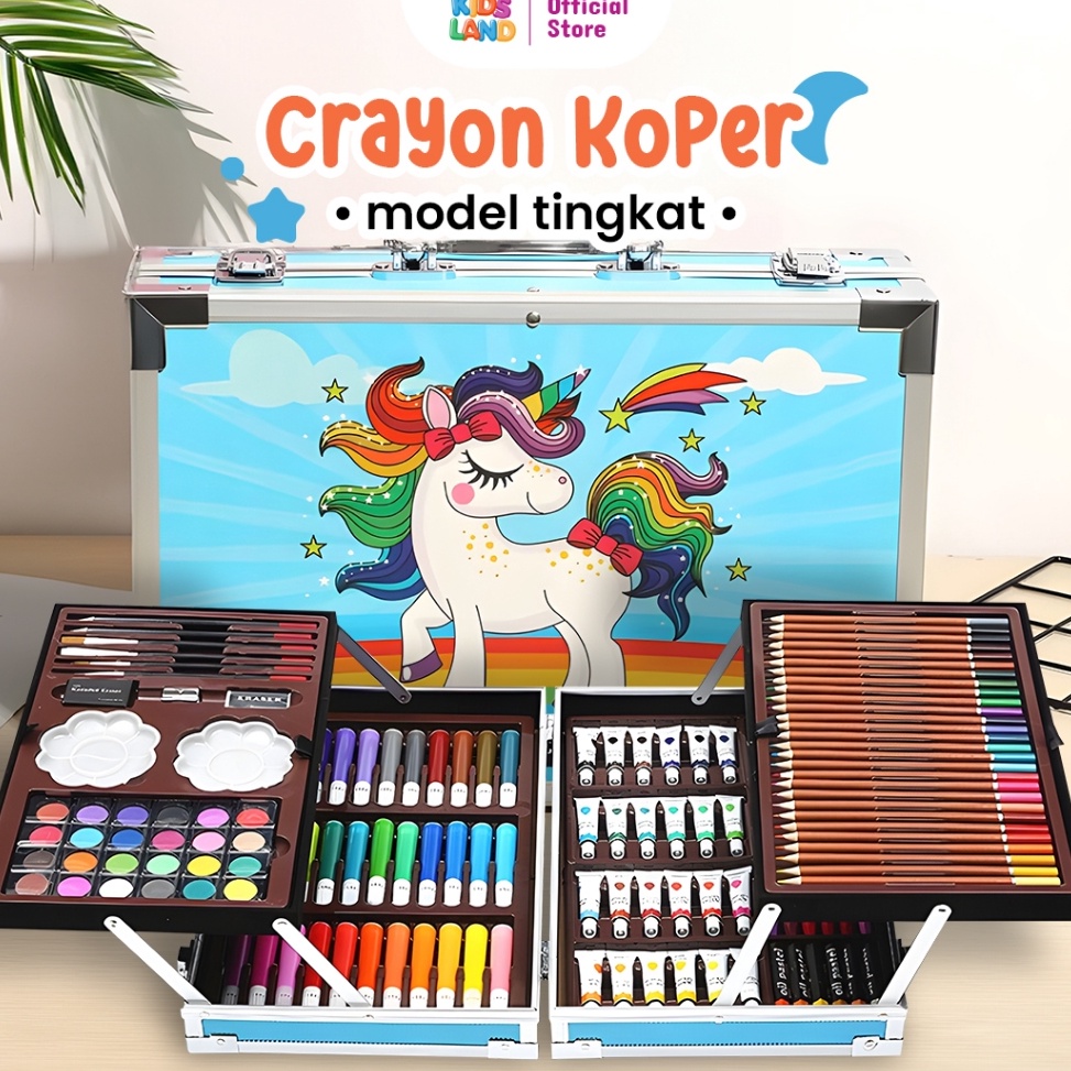 

KODE I24T KIDS LAND Krayon Koper Tingkat Set 145PCS Lengkap Paket Mewarnai Lengkap Crayon Anak Set