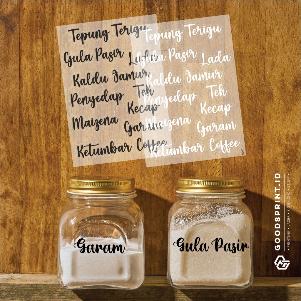 Stiker Bumbu Dapur Label Bumbu Dapur Transparant Stiker Label Garam Waterproof | Stiker Set Bumbu