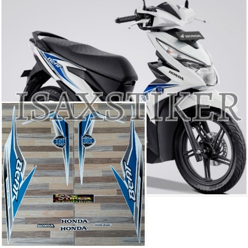 striping original Honda beat putih biru tahun 2019