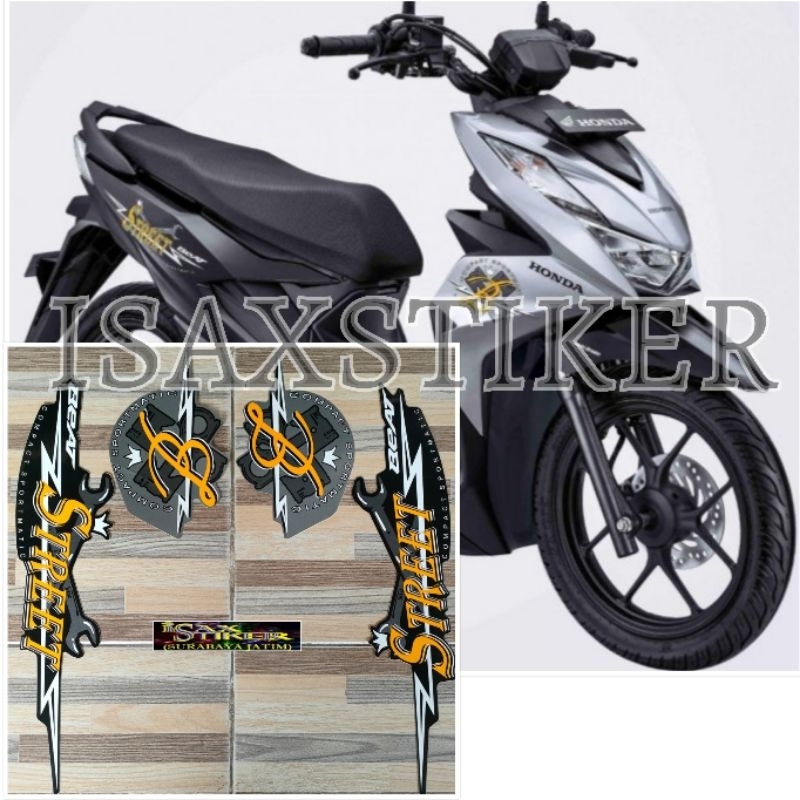striping original Honda beat street silver hitam tahun 2020 2021