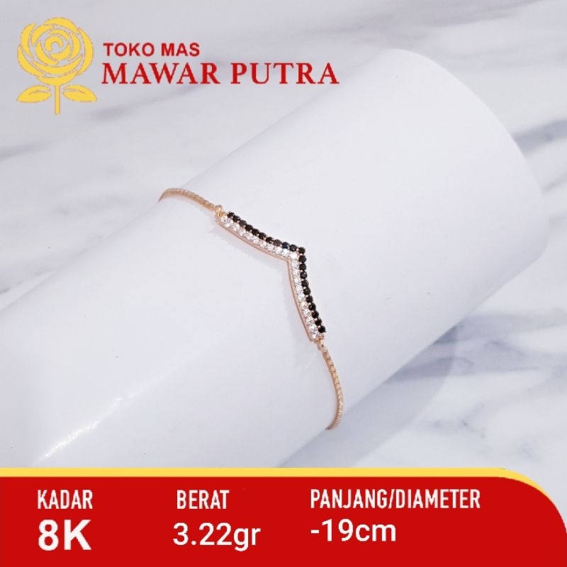 Gelang rantai serut Aurel HWT Lotus gold 8K