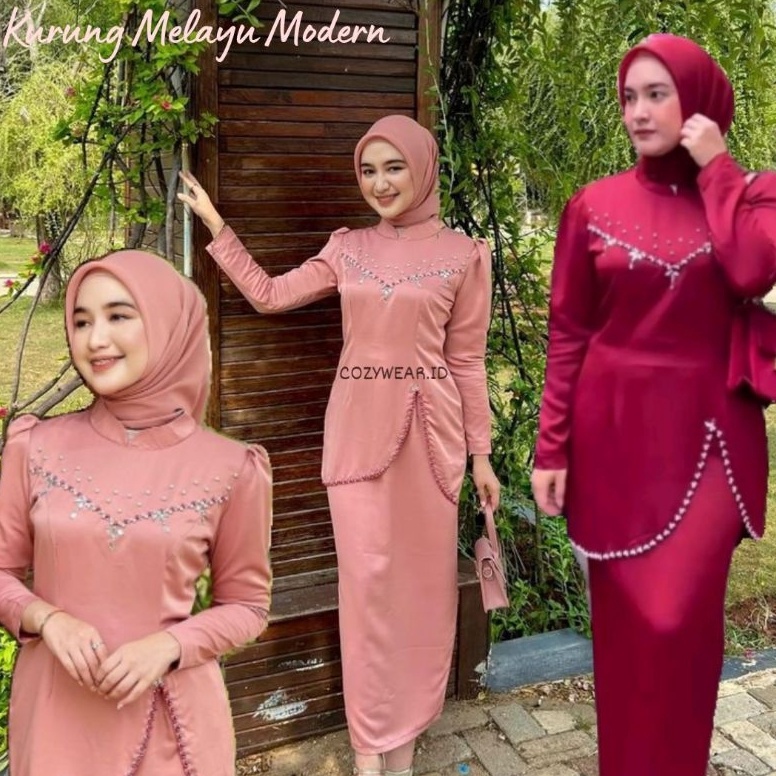 KODE H39V SET BAJU KURUNG MELAYU WANITA PAYET pakaian kondangan seragam bridesmaid adat wisuda