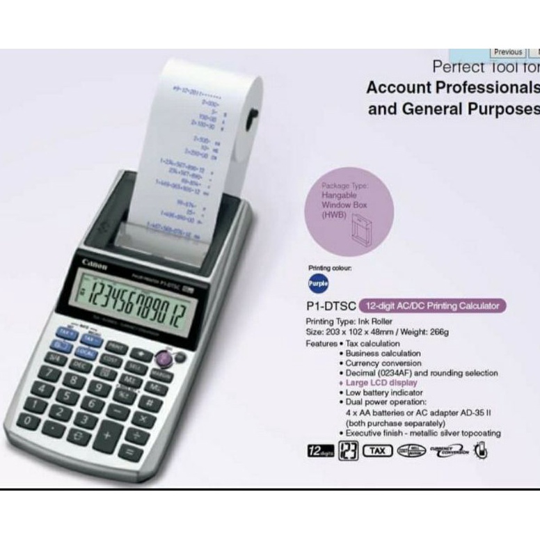 

KODE T52G Canon Printing Calculator P1DTSC Kalkulator Kasir Printer Struk P1 CANON P1DTC Printing Calculator ORIGINAL Kalkulator Kasir Printer Struk P1
