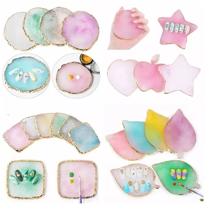 

KODE I76B Palette Display Nail Art Akrilik Untuk Latihan Nail Art Bahan Resin Stone Palet Mixing Holder Color UV Gel Kuku Marble Crystal Painting Mixing Make up Foundation Spatula Tatakan