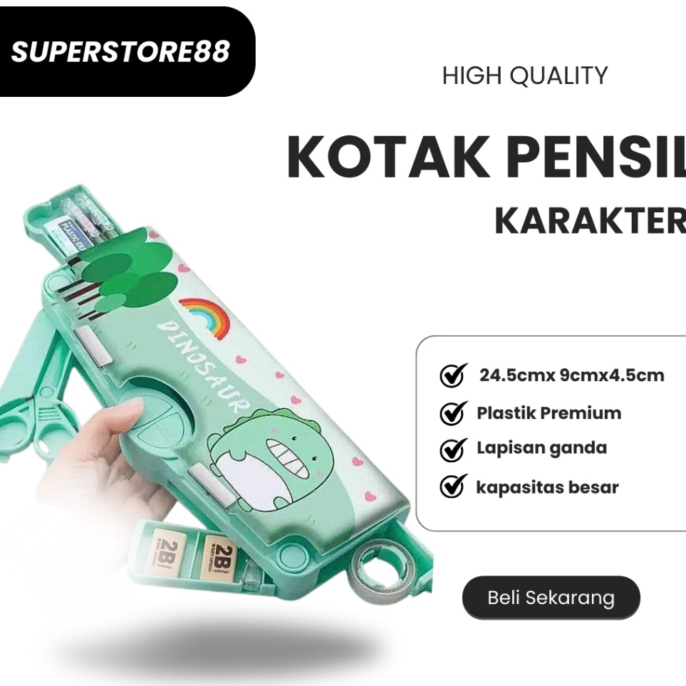 

KODE O32R Kotak Pensil Multifungsi Lengkap Peruncing Gunting Isolasi Penghapus Penggaris Tempat Pensil Karakter Kotak Pensil Anak Lucu