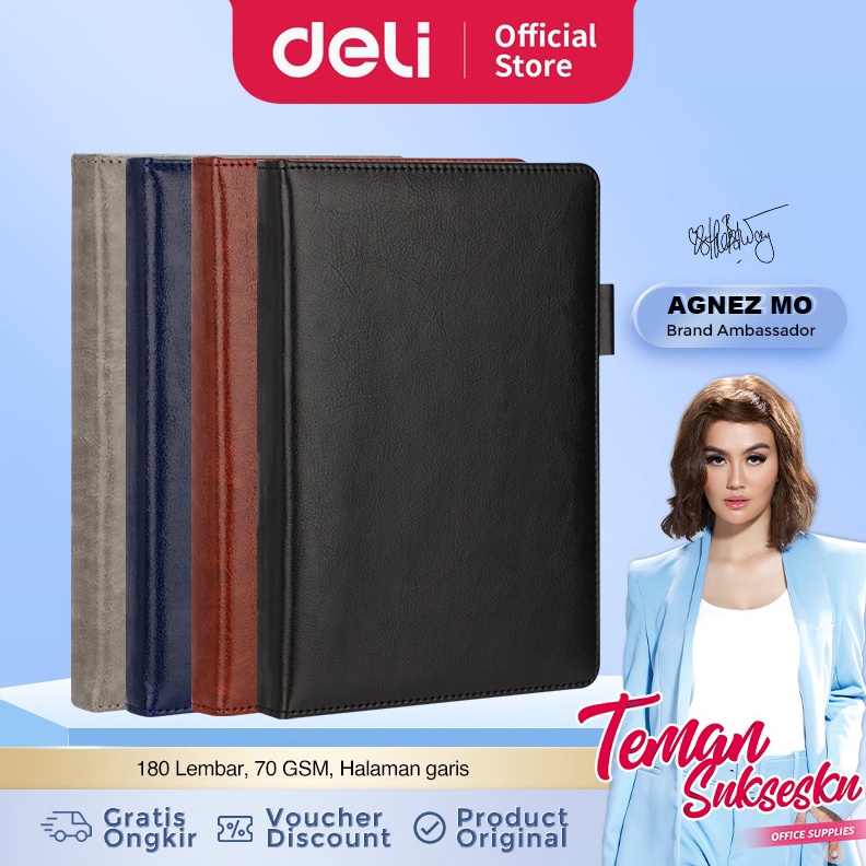 

KODE X79D Deli Leather Cover Notebook Buku Catatan Sampul Kulit A5 18 Lembar Desain Elegan 22298