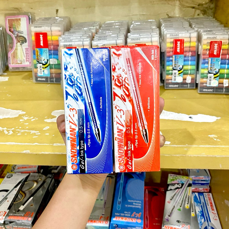 

(12 PCS) PULPEN / BOLPEN / BALLPOINT / BALLPEN SNOWMAN V3 V-3 HITAM MERAH BIRU 0.7 MM