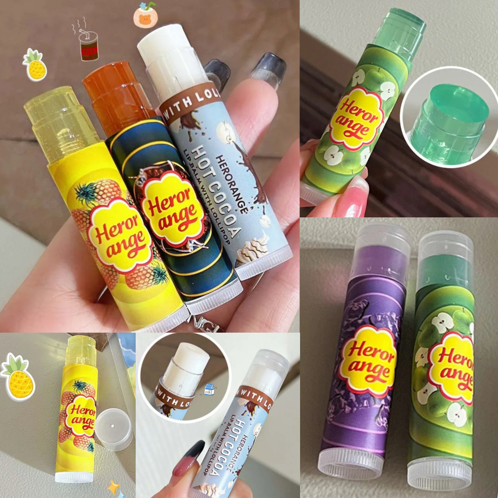 HERORANGE LIP BALM Fruit Lip Balm Wangi Buah Buahan Lip Gloss Pelembab Bibir Wangi Permen Lipbalm He
