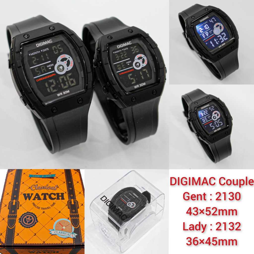 JAM TANGAN PRIA/WANITA COUPLE SERIES DIGIMAC COUPLE/JAM TANGAN DIGITAL SPORT/JAM TANGAN