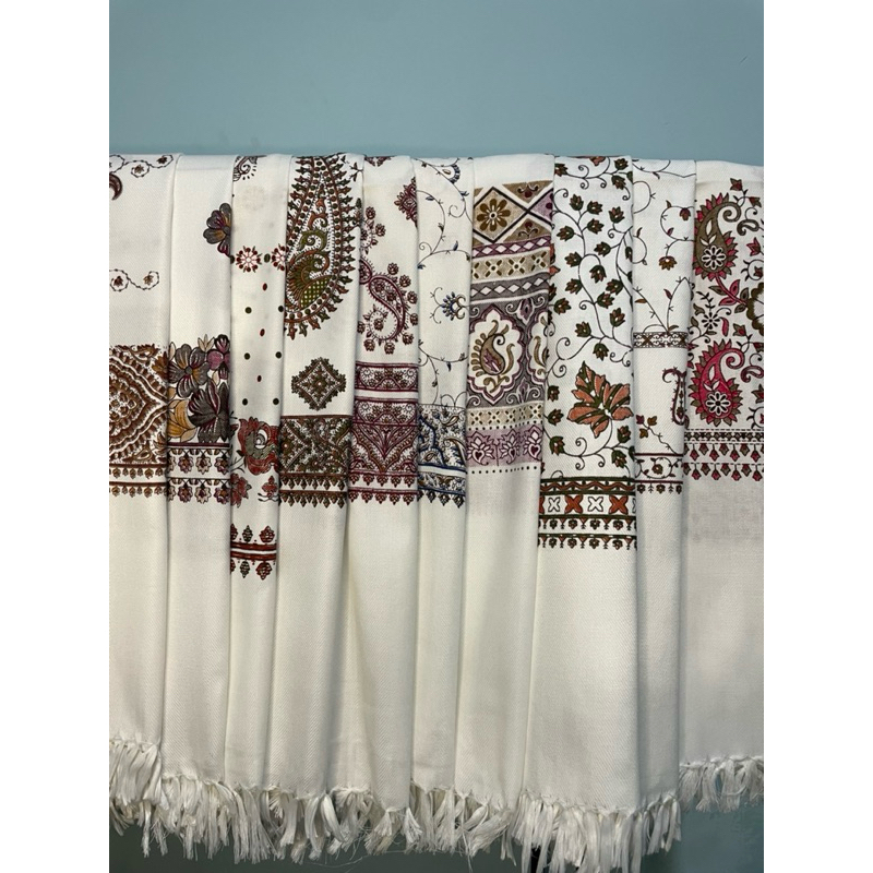 Sorban ARIFAT Shawl Kashmiri/Print Putih