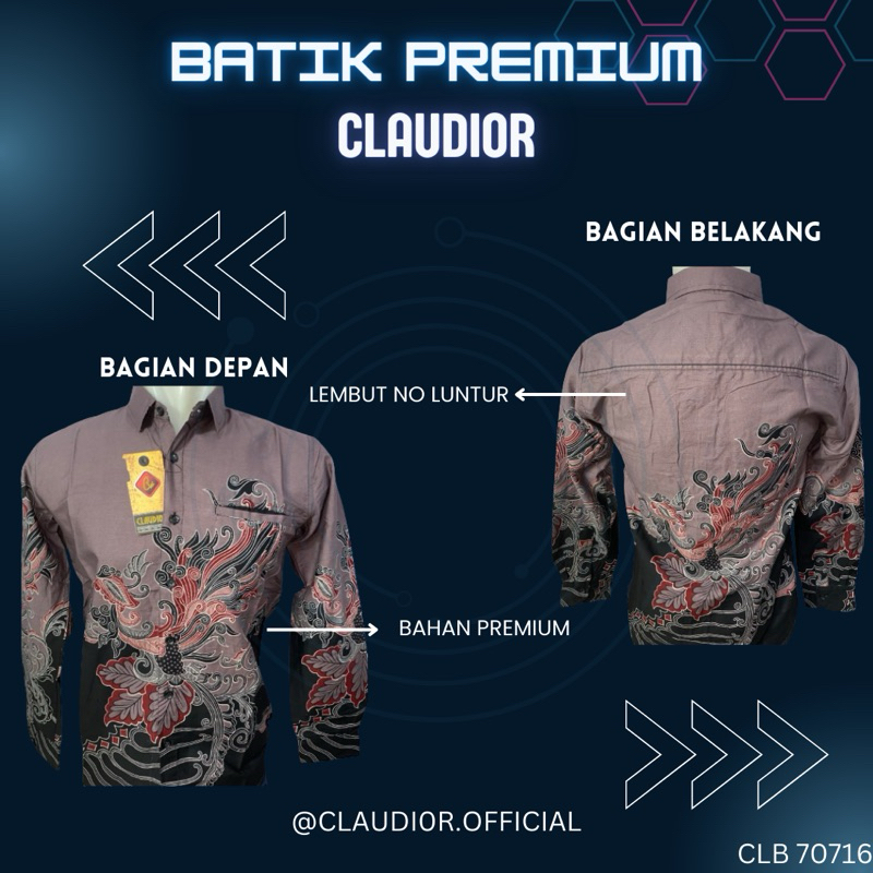 Kemeja Batik Panjang Claudior Slimfit Original 100% CLB70716