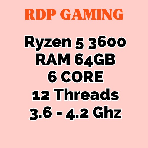 RDP Gaming Ryzen 5 3600 Dedicated Server Powerfull Support Emulator