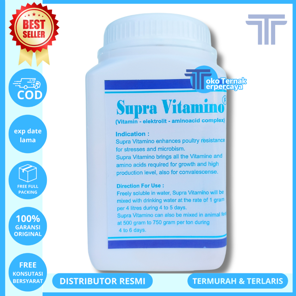 SUPRA VITAMINO 1KG - Multivitamin elektrolit untuk hewan ternak dan unggas vitamin dosis tinggi
