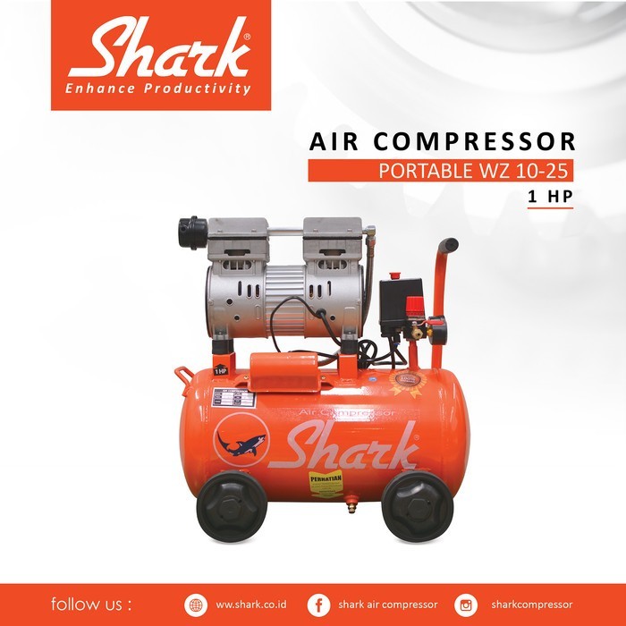 Compressor Oilless Listrik 1HP Shark Compressor WZ 10-25