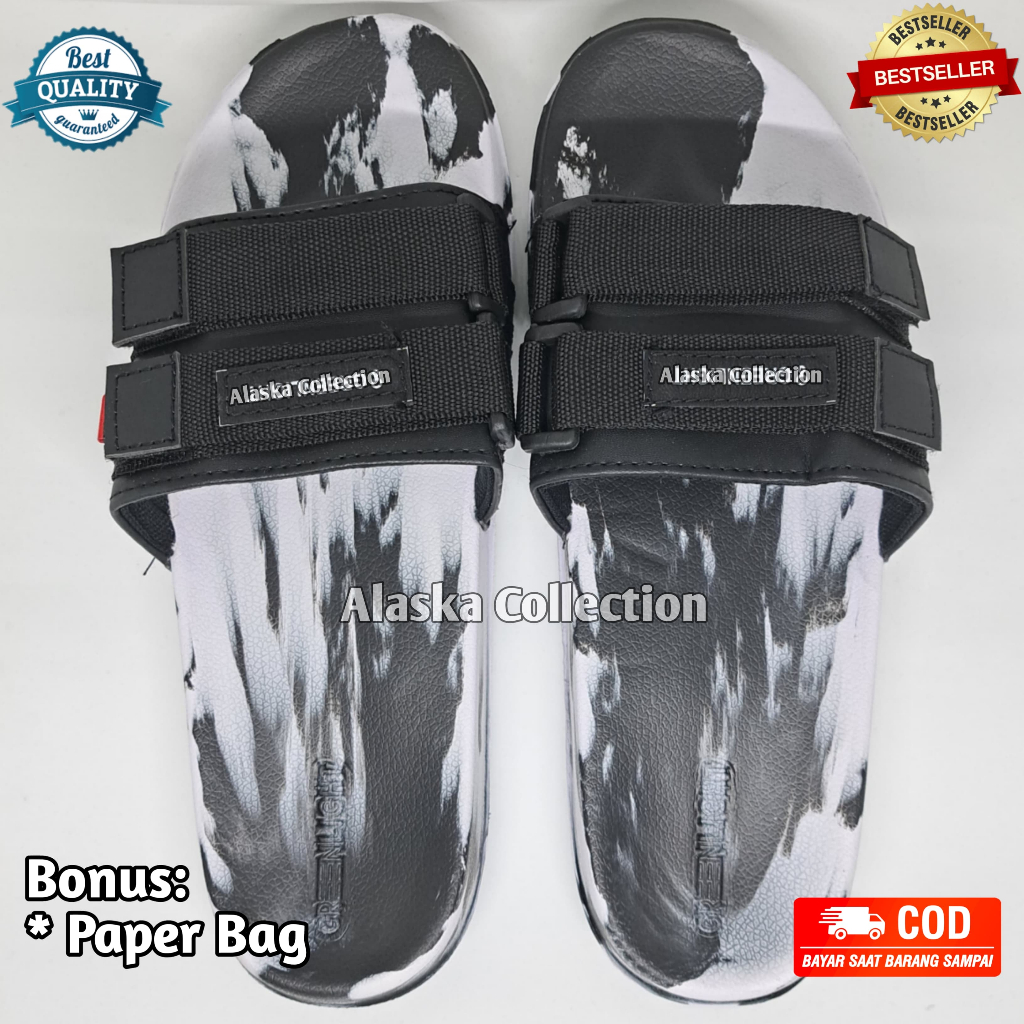 SENDAL SELOP PRIA LORENG PUTIH