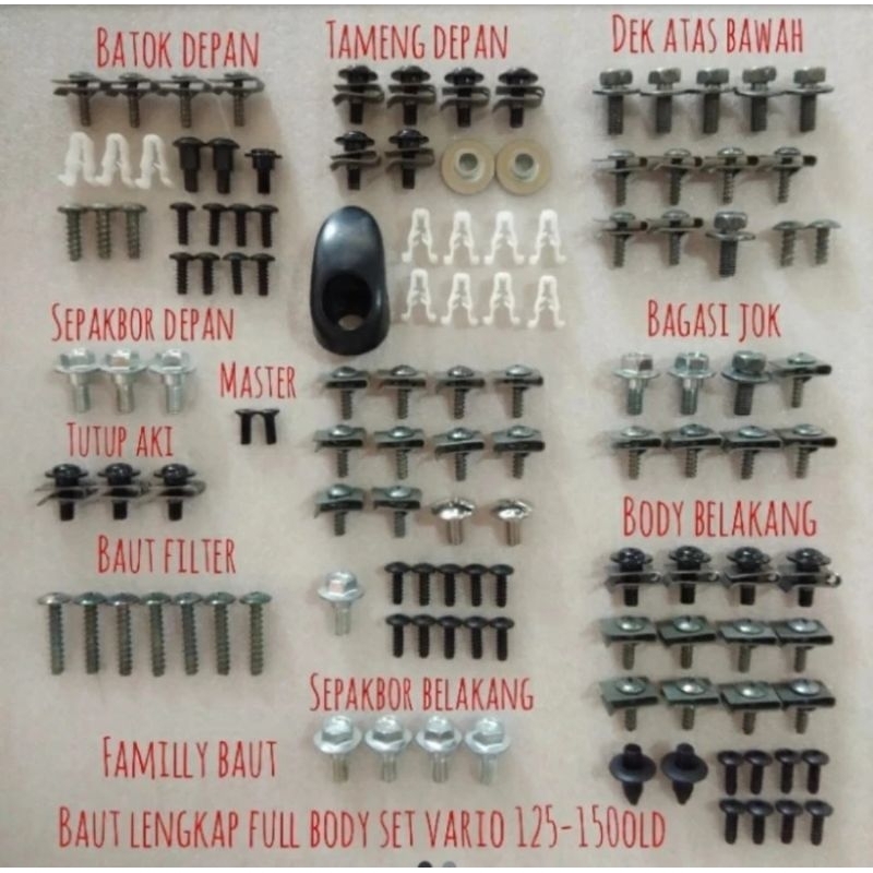 BAUT LENGKAP FULL SET BODY MOTOR VARIO 125 / VARIO 150 OLD