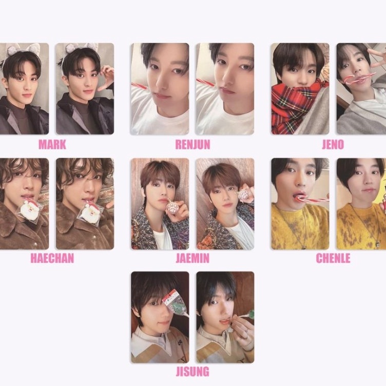 Paling Meriah  Official Photocard Pink Christmas NCT DREAM Jeno Jaemin Mark Haechan Renjun Chenle Ji