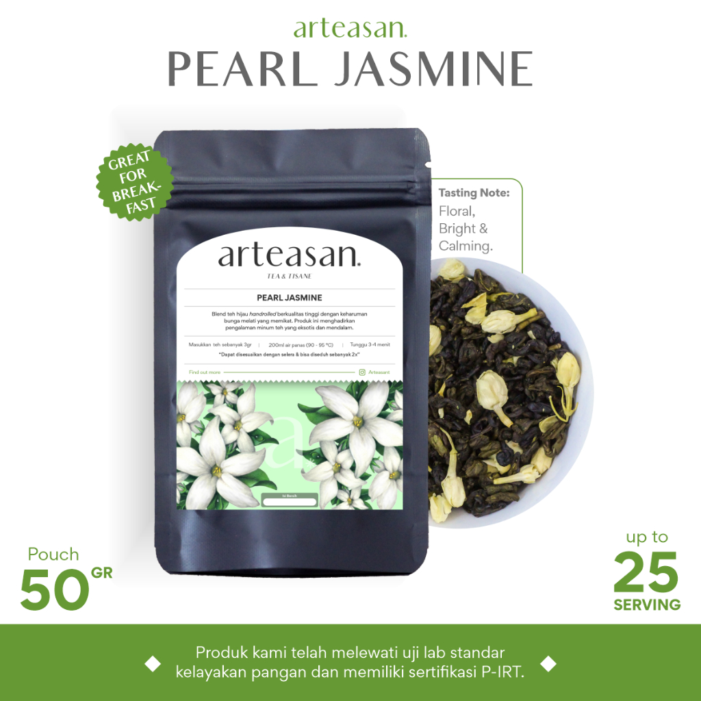 

Pearl Jasmine - Tea Blend - Ukuran 50gr / Teh Hijau Melati / Loose Leaf Tea