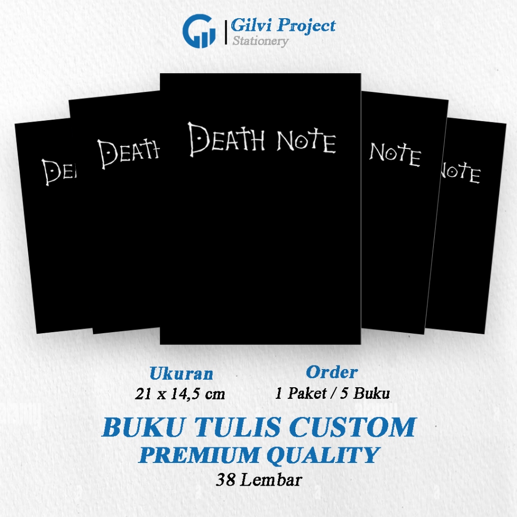 

Buku Tulis Sekolah Custom Tema DEATH NOTE Bergaris 38 Lembar 1 Pak Isi 5 Buku/ Buku Tulis Anime/ Buku Aesthetic/ Buku Catatan