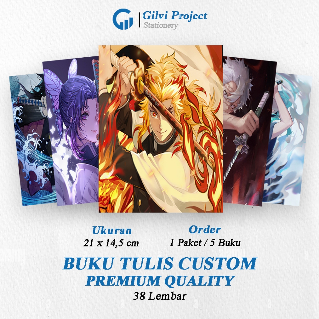 

Buku Tulis Sekolah Custom Tema DEMON SLAYER 1 Bergaris 38 Lembar 1 Pak Isi 5 Buku/ Buku Tulis Anime/ Buku Aesthetic/ Buku Catatan