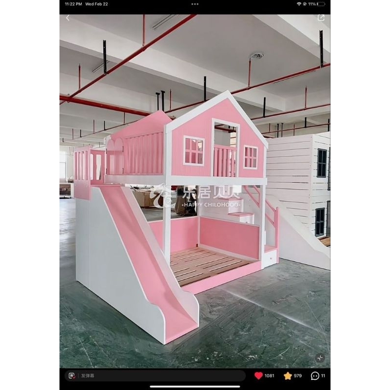 Tempat tidur anak rumah dan prosotan, ranjang tidur anak model rumah dan prosotan bahan kayu, ranjan