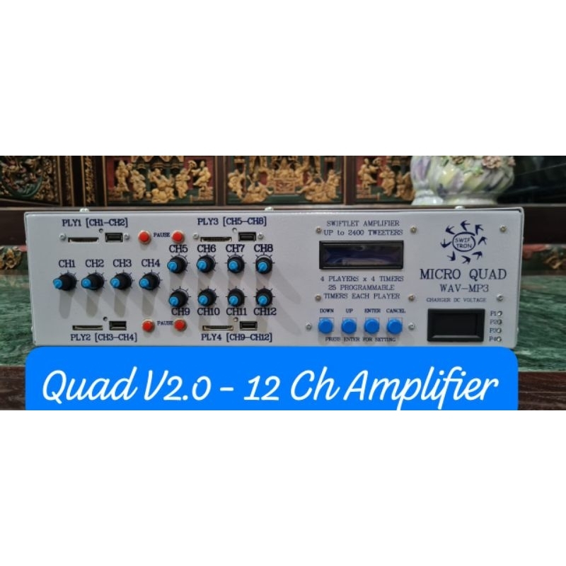 Ampli Walet Swiftron Micro Quad Amplifier+12 Channel+4 Timer+Charger