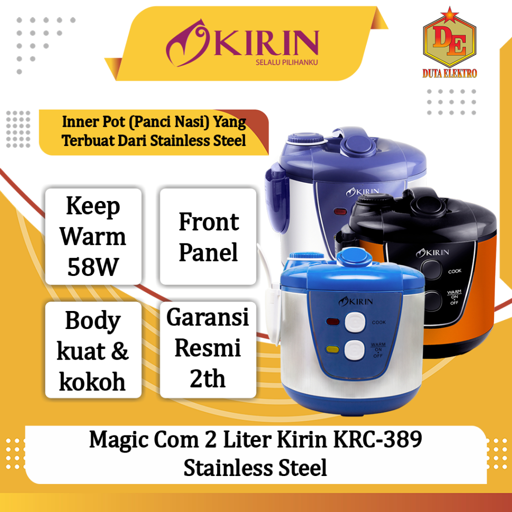 Magic Com 2 Liter Kirin KRC 389 Stainless Steel